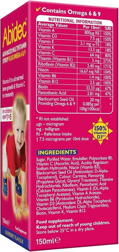 Abidec Kid MultiVitamin Syrup 150ml - Image 4