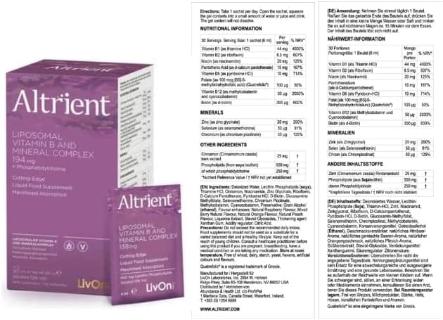 Altrient Liposomal Vitamin B Complex (30 Sachets) - Image 4