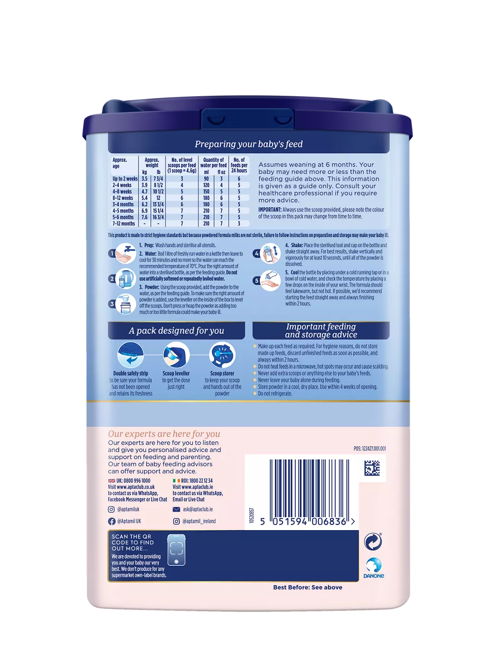 Aptamil Hungry First Baby Milk Formula Powder from Birth 800g - Image 3