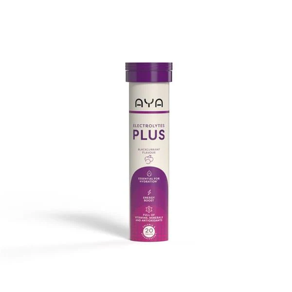 AYA Electrolytes Plus Blackcurrant Flavour 20 Effervescent Tablets