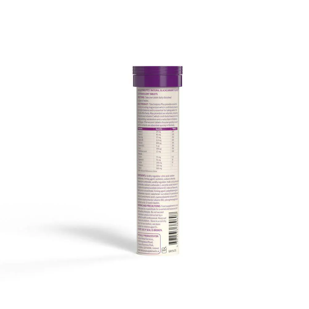 AYA Electrolytes Plus Blackcurrant Flavour 20 Effervescent Tablets - Image 2