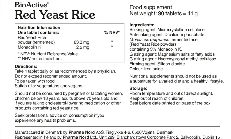 BioActive Red Yeast Rice 90 Tablets - Image 3