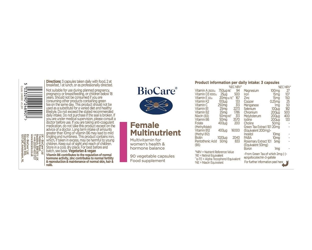 BioCare Female Multinutrient 90 Capsules - Image 2