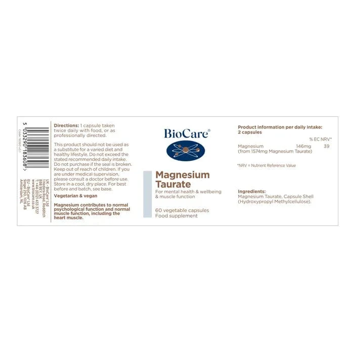 BioCare Magnesium Taurate 60 Capsules - Image 2