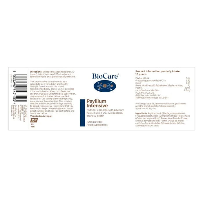 BioCare Psyllium Intensive Powder with Probiotic & Prune 100g - Image 2