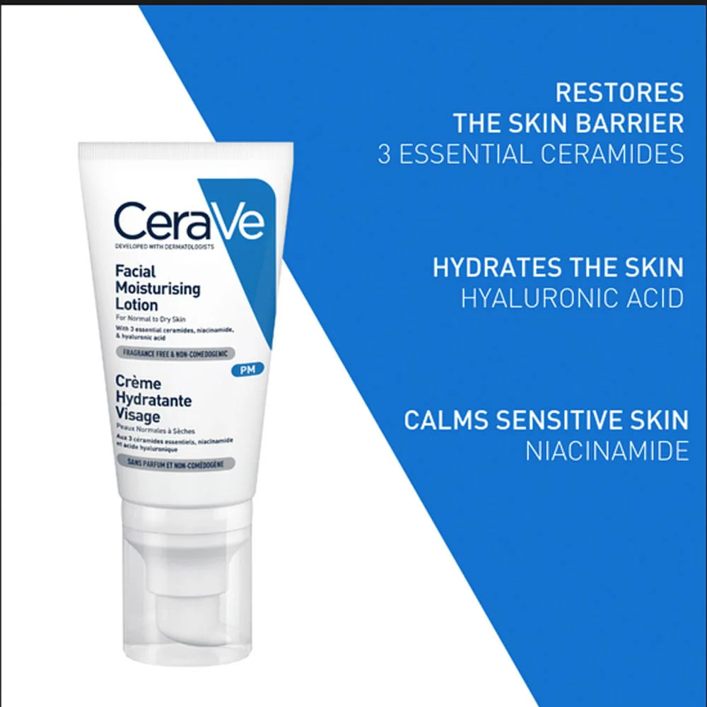 CeraVe PM Facial Moisturising Lotion 52ml - Image 6