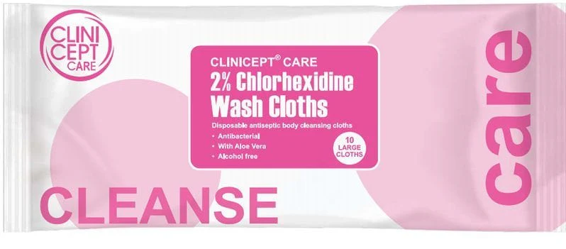 Clinicept 2% Chlorhexidine Wash Cloths 10