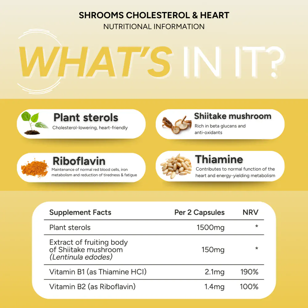 FabU Shrooms Cholesterol & Heart 90 Capsules - Image 3