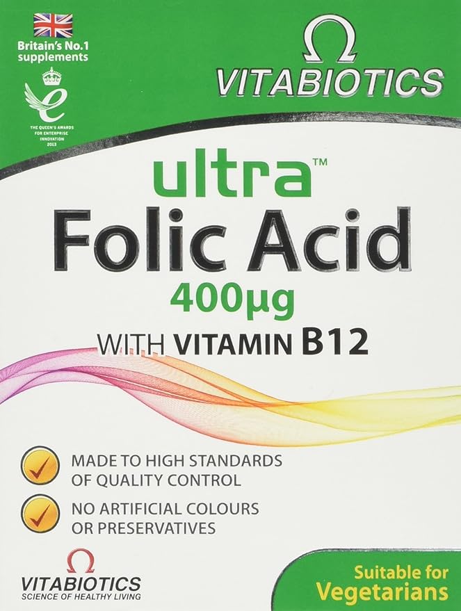 Vitabiotics Folic Acid 400mcg with Vitamin B12 60 Tablets