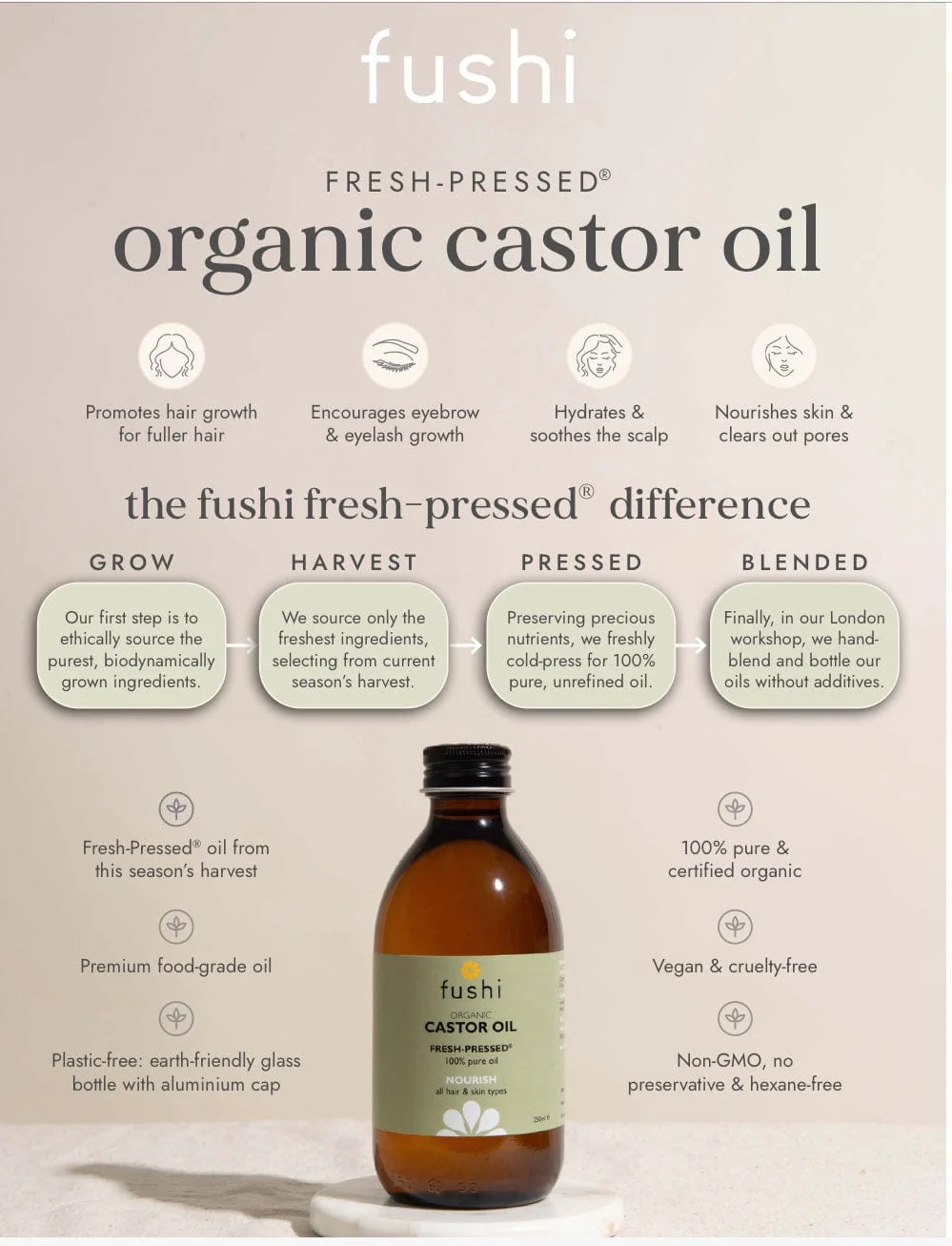 Fushi Organic Castor Oil 250ml - Image 7