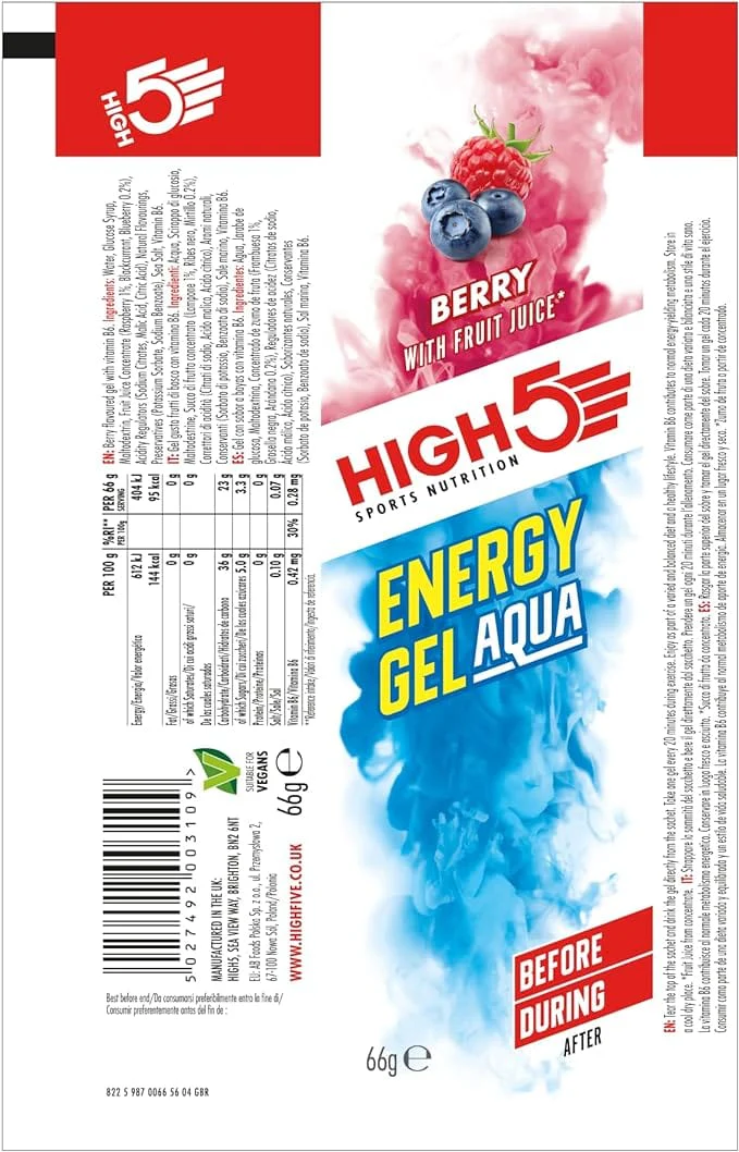 HIGH 5 Energy Gel Aqua 66g x 20 - Image 4