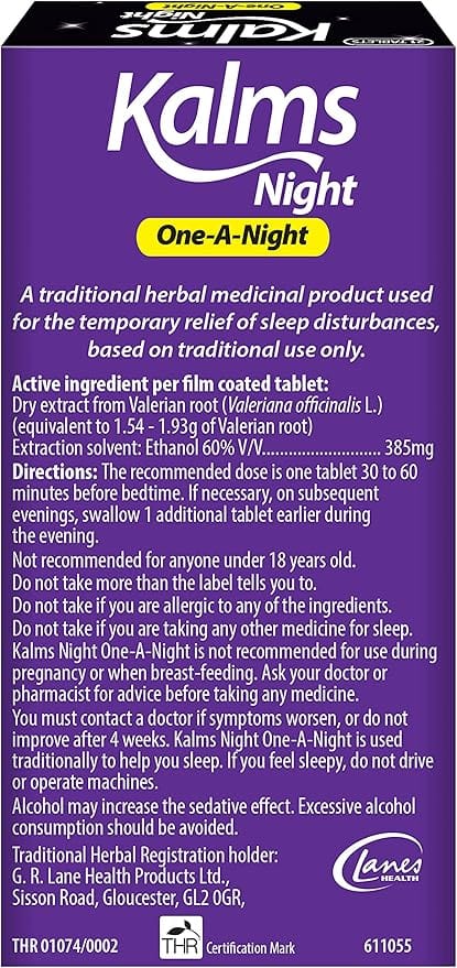 Kalms Night Valerian Root Extract 385mg (28 Tablets) - Image 4