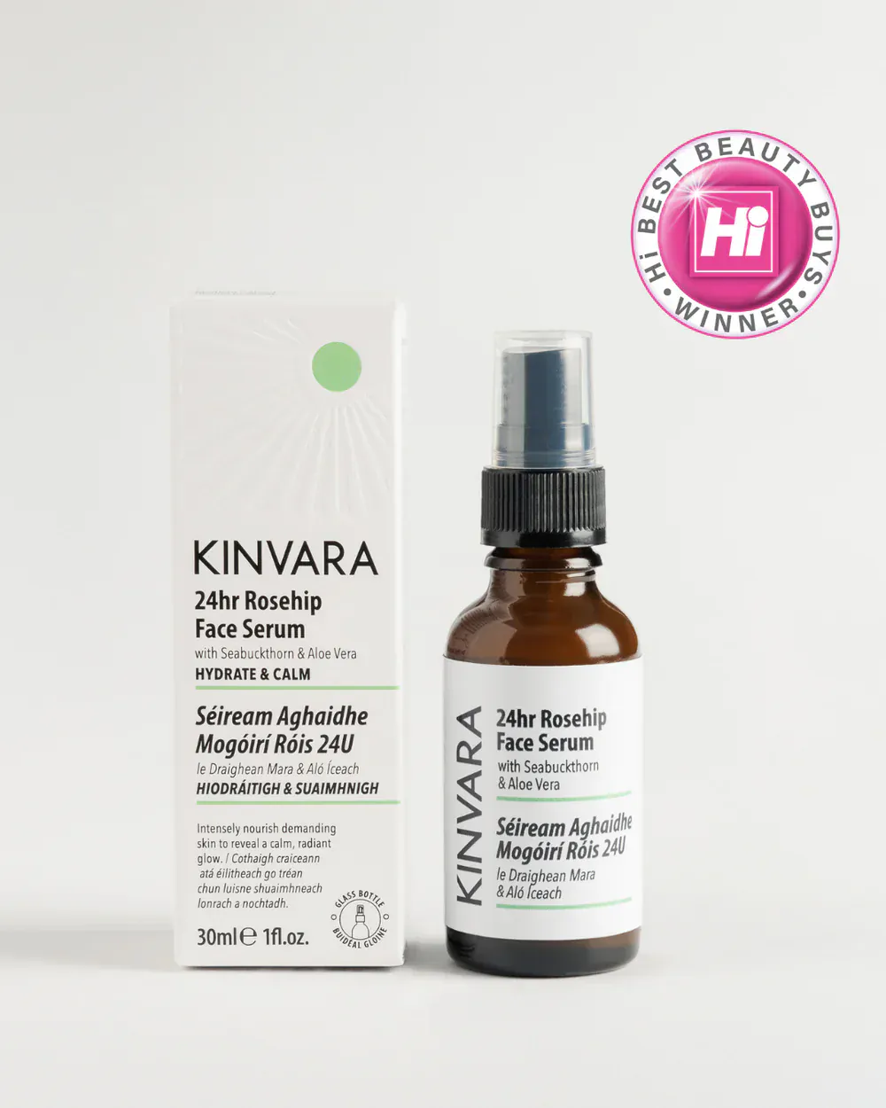 Kinvara Natural Skincare 24hr Rosehip Face Serum 30ml