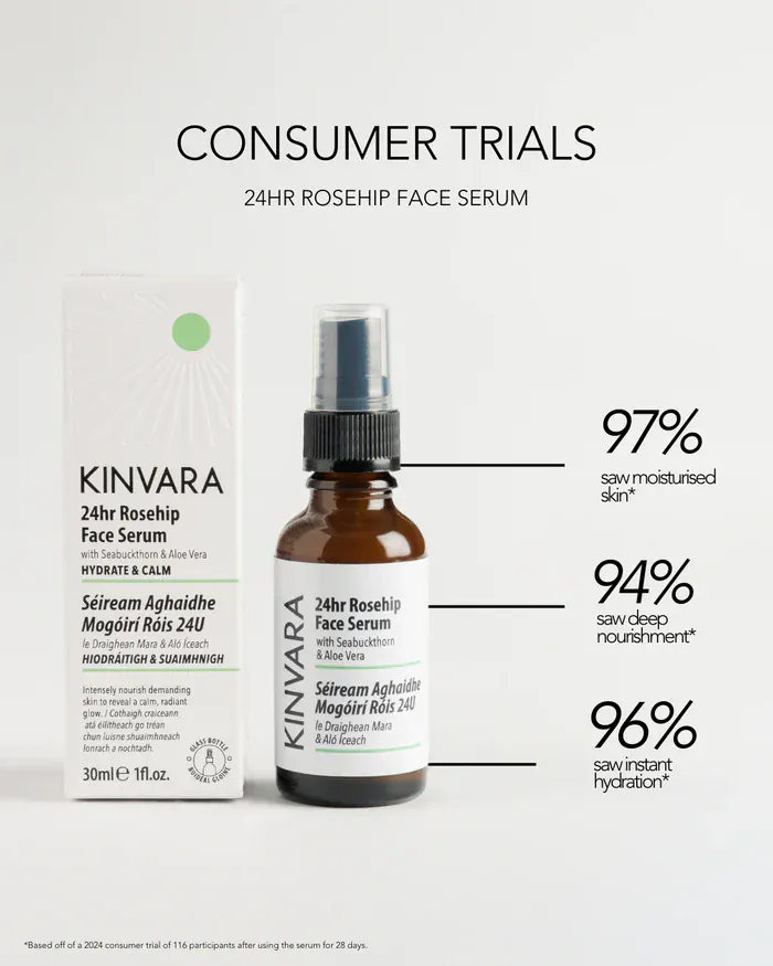Kinvara Natural Skincare 24hr Rosehip Face Serum 30ml - Image 9