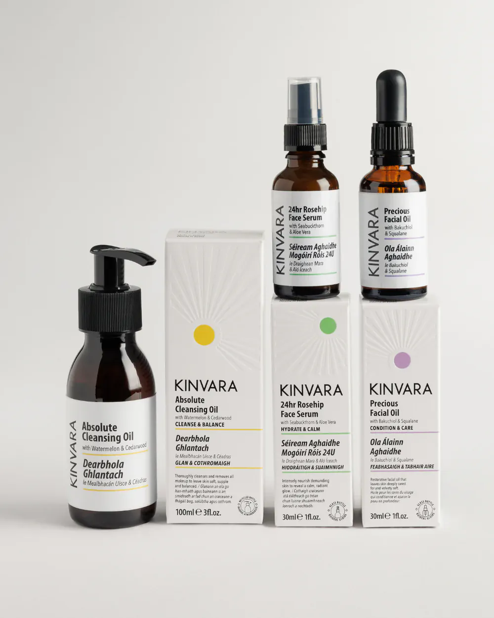 Kinvara Skincare Facial at Home Trio Bundle - Cleanser, Serum & Facial Oil