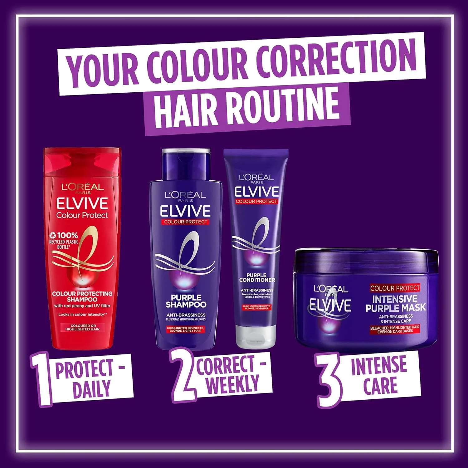 L'Oreal Elvive Colour Protect Purple Conditioner 150ml - Image 3