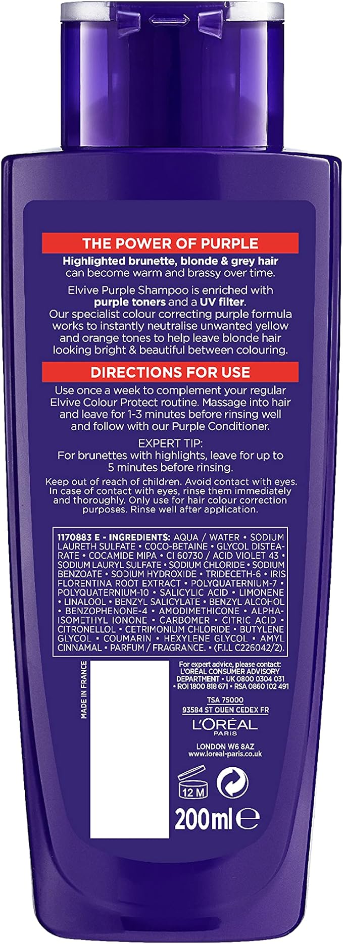 L'Oreal Elvive Colour Protect Purple Shampoo 200ml - Image 2