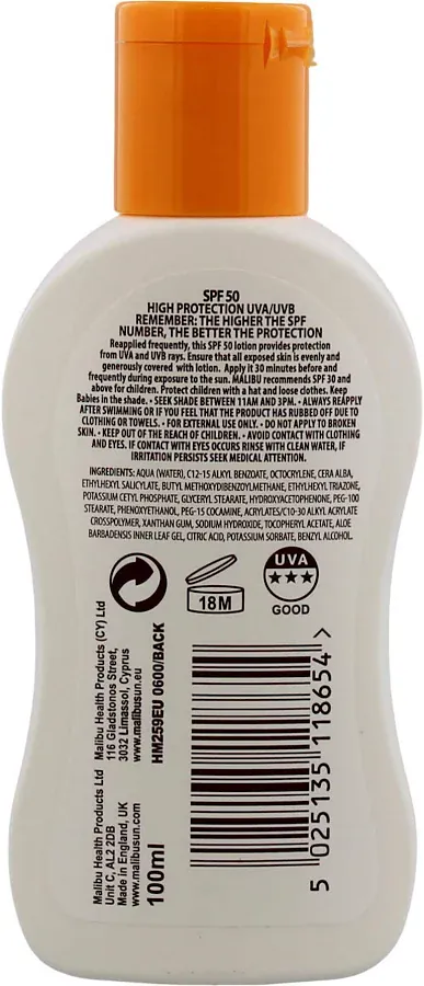 Malibu Sun Lotion SPF50 100ml - Image 4