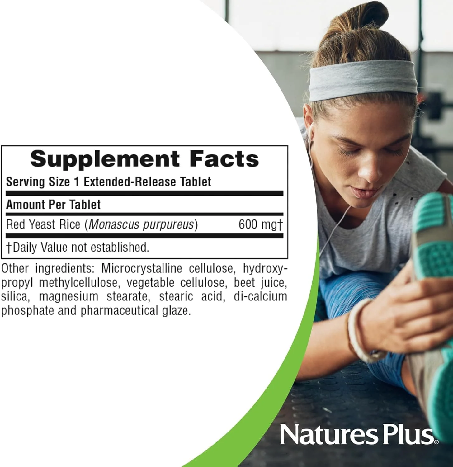 Natures Plus Herbal Active Red Yeast Rice 600mg 60 - Image 3