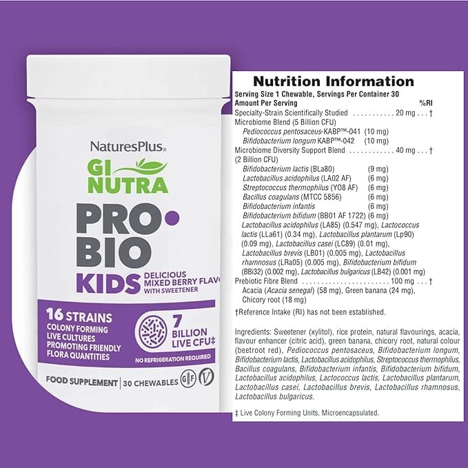 Natures Plus GI Nutra Probiotic Kids 30 Chewables - Image 2