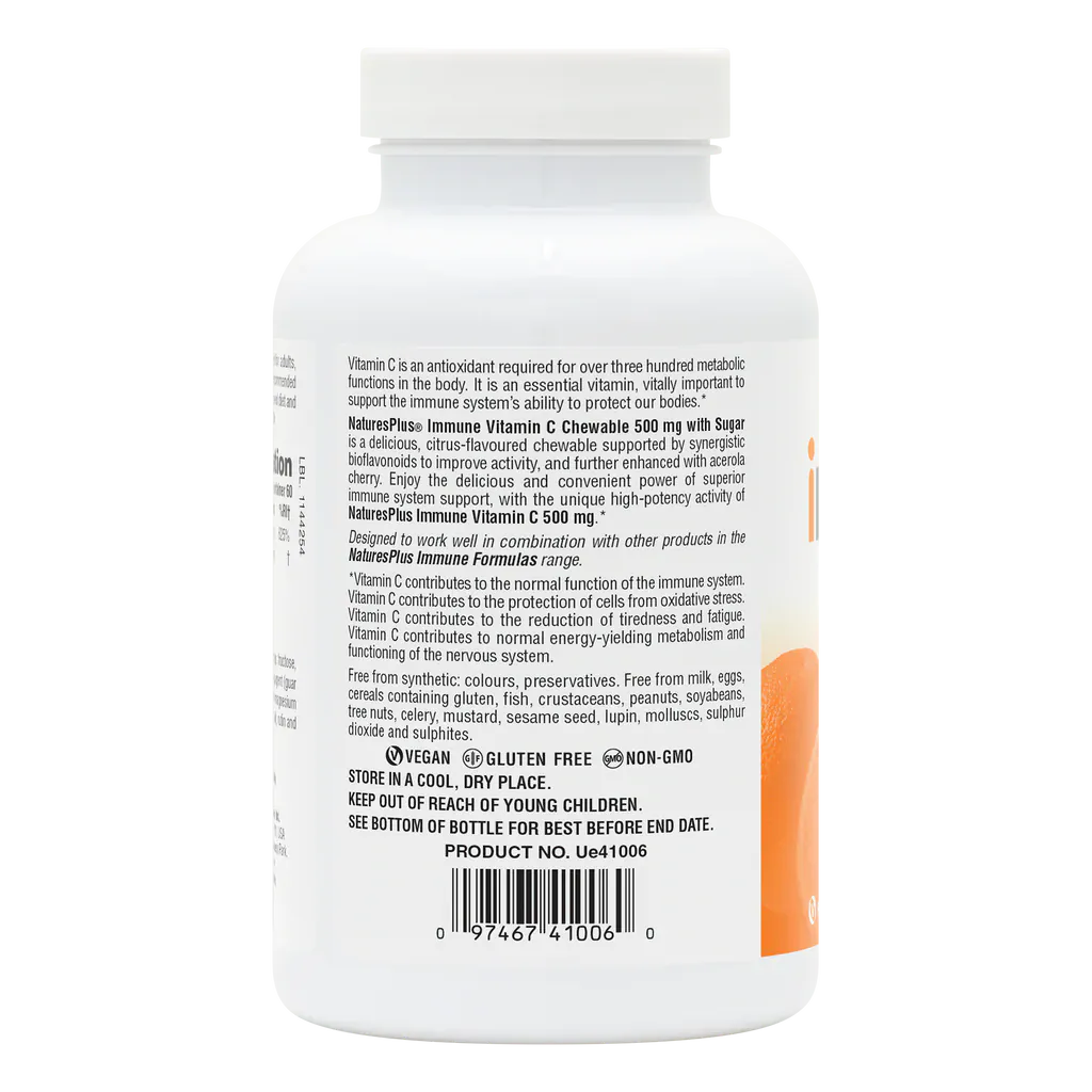 Natures Plus Immune Vitamin C Chewable 500mg 60 Tablets - Image 3