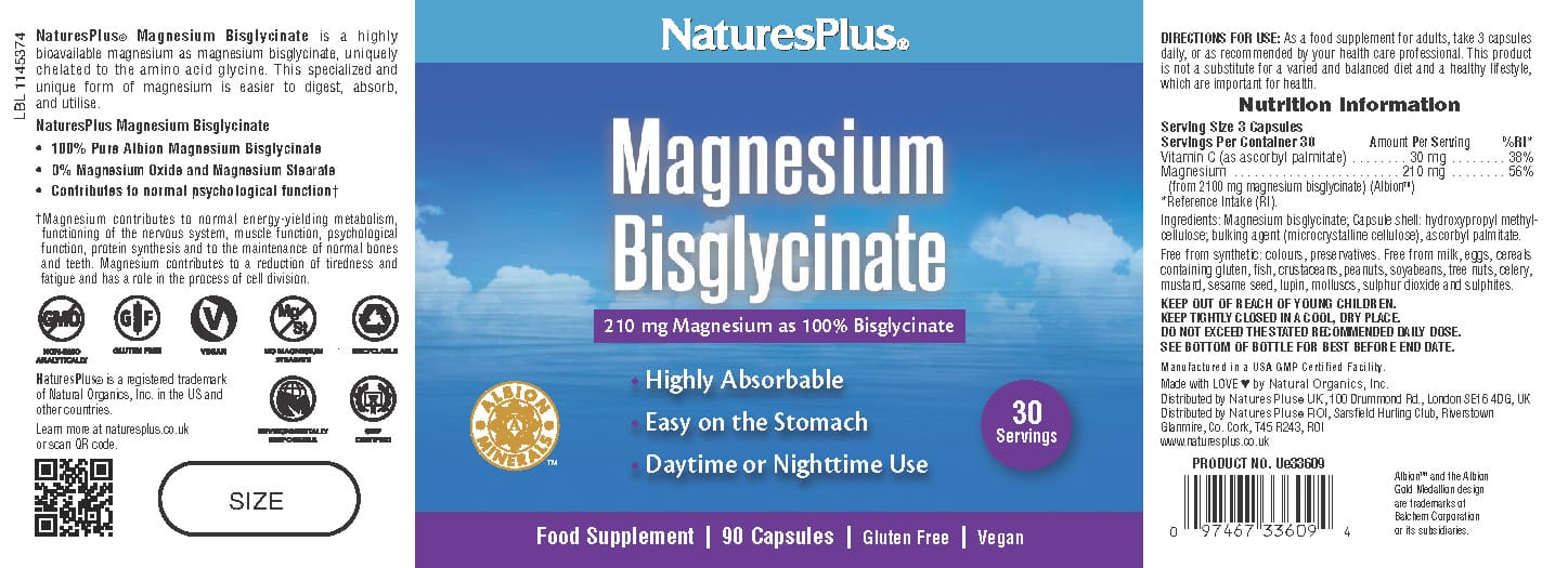 Natures Plus Magnesium Glycinate 90 Capsules - Image 5
