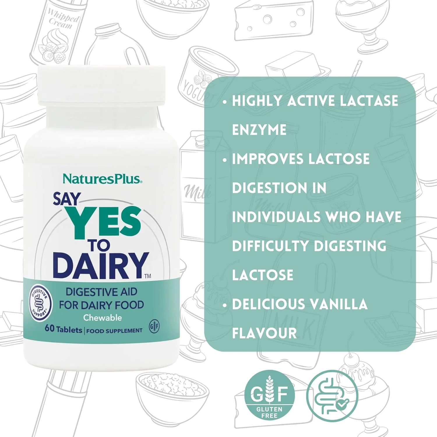 Natures Plus Say Yes To Dairy Chewable 60 Tablets - Image 5