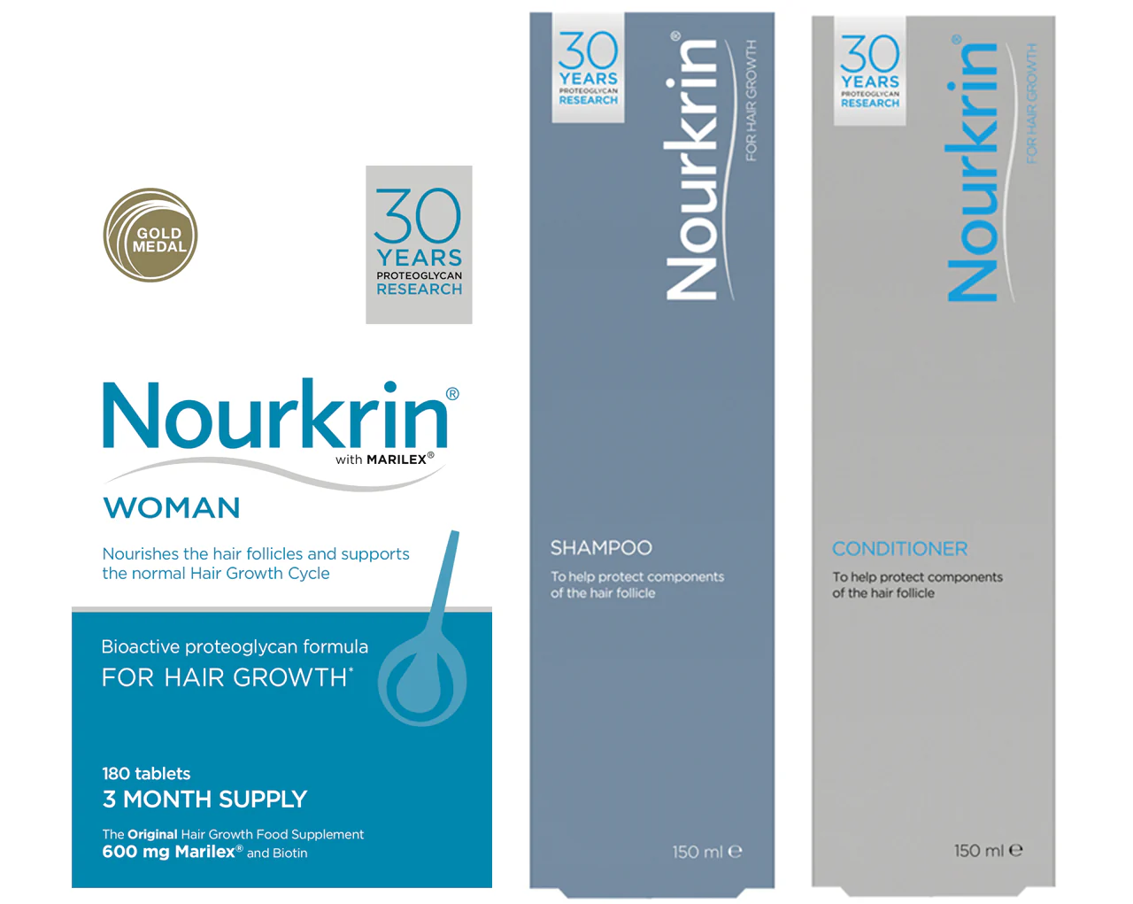 Nourkrin Woman 3 Month Supply (180 Tablets) + FREE Shampoo & Conditioner - Image 2
