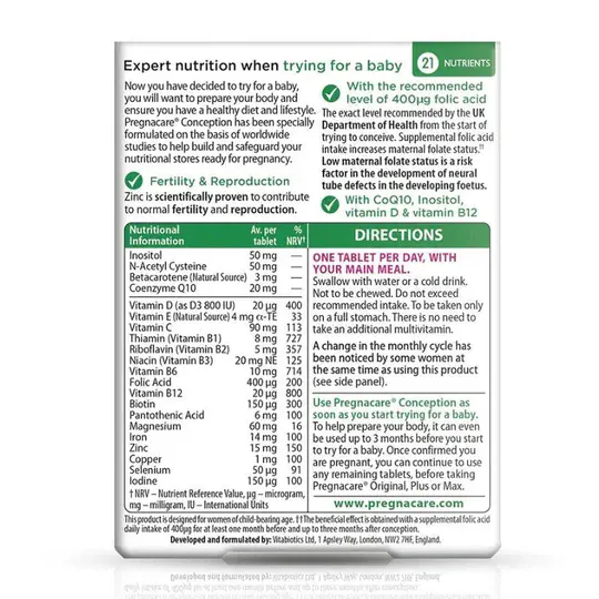 Vitabiotics Pregnacare Before Conception 30 Tablets - Image 3