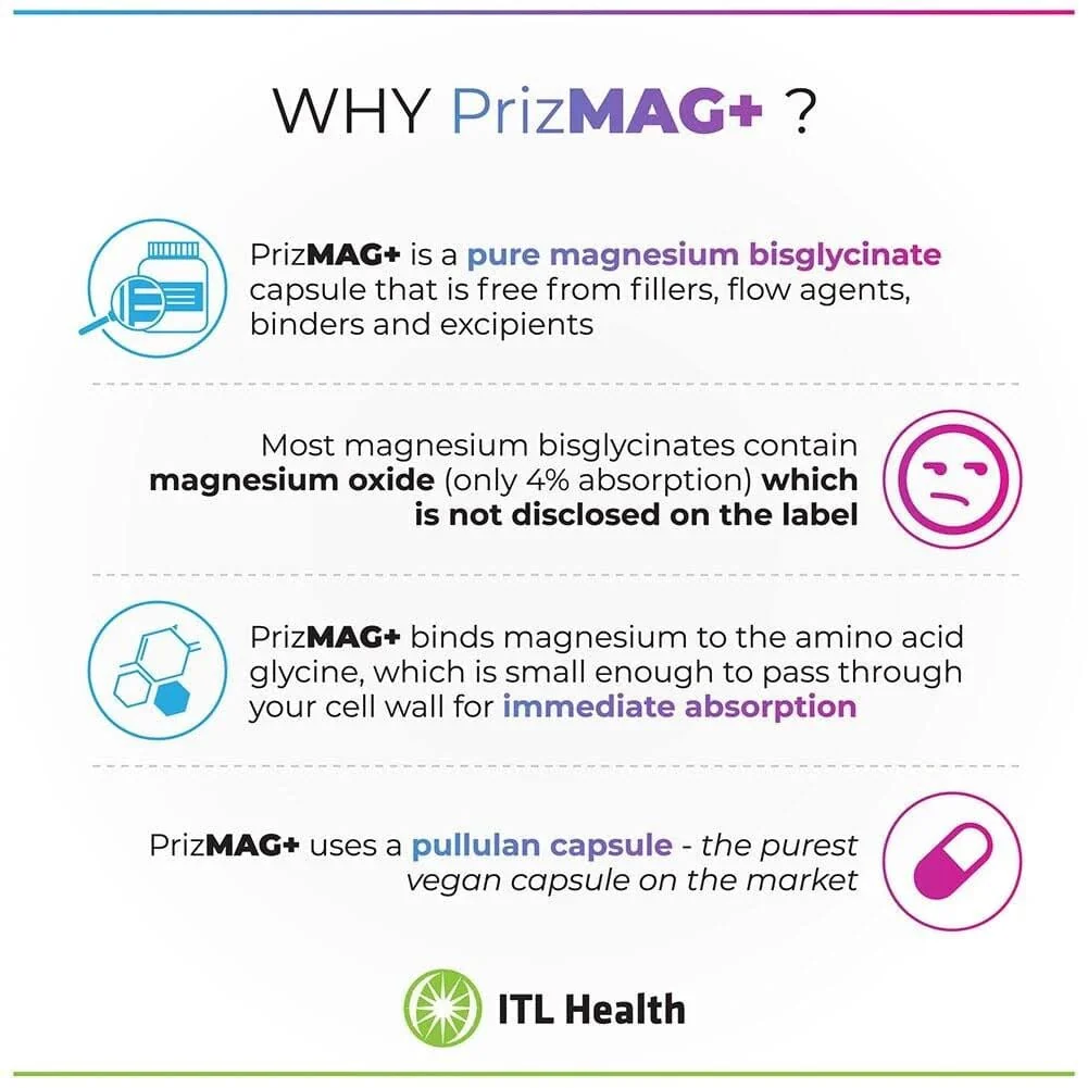 PrizMAG Magnesium Bisglycinate Plus Vitamin D3 & K2 90 Capsules - Image 4