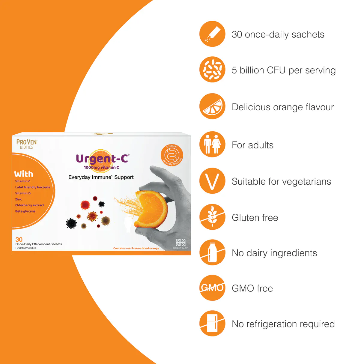 ProVen Probiotic Urgent-C Everyday Immune 30 Sachets - Image 2