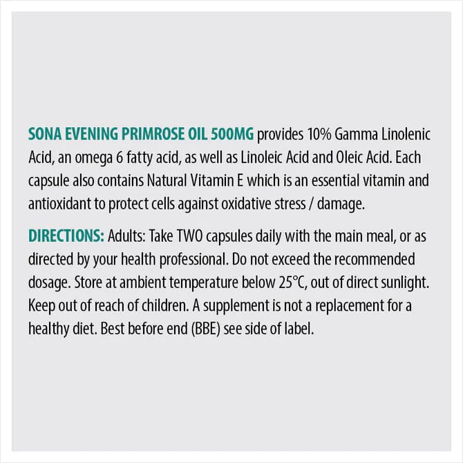 Sona Evening Primrose Oil 500mg Capsules 60 - Image 4