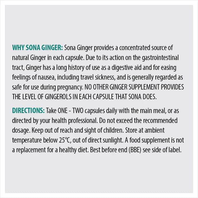 Sona Ginger Max Concentrated Ginger 30 Capsules - Image 4