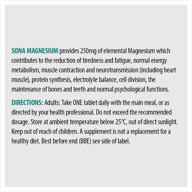 Sona Magnesium 250mg Tablets 120 - Image 3