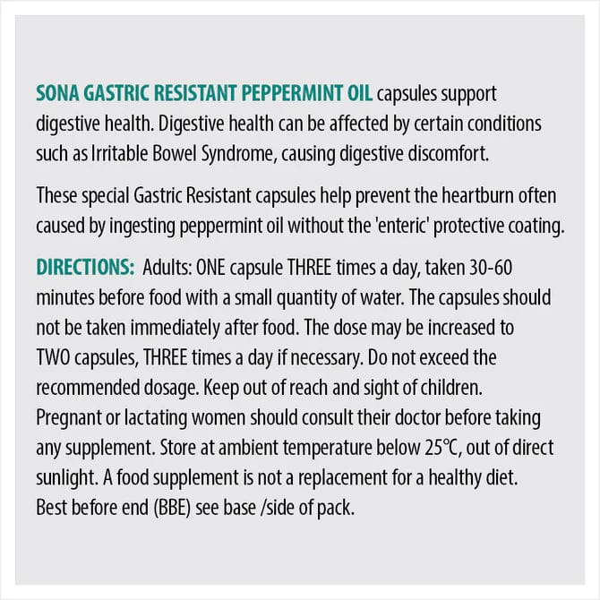 Sona Peppermint Oil Enteric Coated Capsules 30 - Image 4