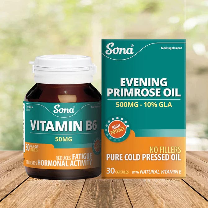 Sona PMT Pack – Vitamin B6 & Evening Primrose Oil 30 & 30 - Image 4