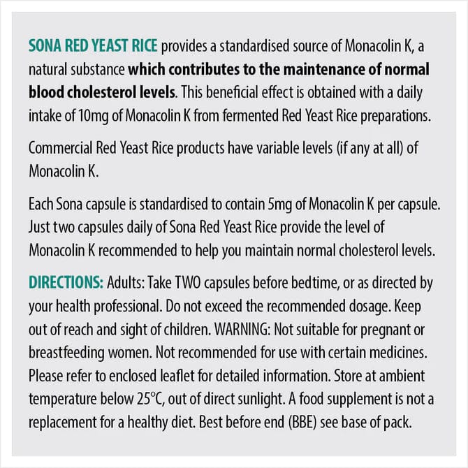 Sona Red Yeast Rice Capsules 60 - Image 4