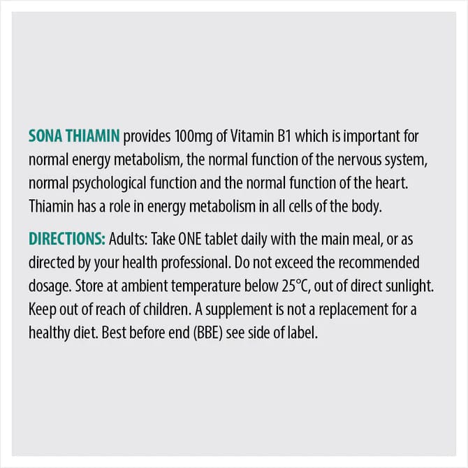 Sona Thiamin 100mg Vitamin B1 (120) - Image 3