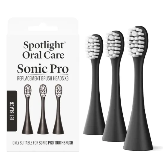 Spotlight Sonic Pro Toothbrush Replacement Heads x 3 · Jet Black