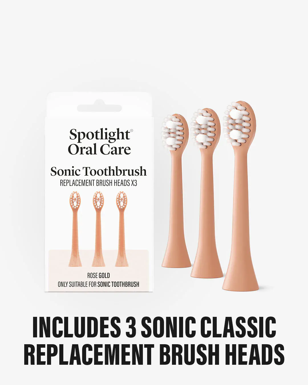 Spotlight Sonic Toothbrush Replacement Heads - Rose Gold (3 Pack) - Image 2