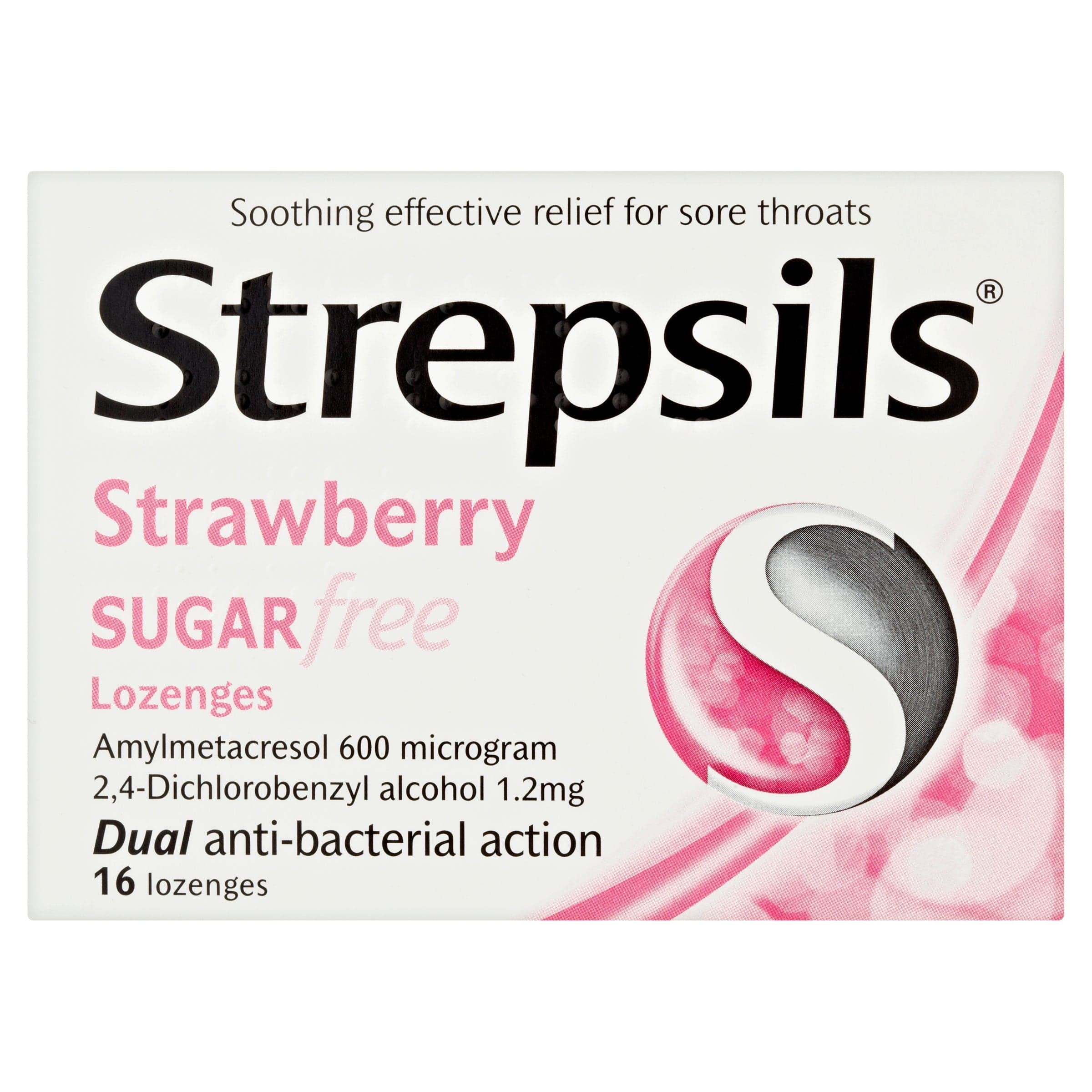 Strepsils Strawberry Sugar Free Lozenges (16) - Image 2