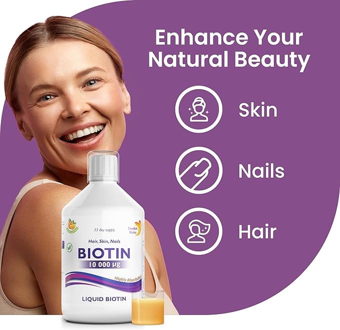Swedish Nutra Biotin 10000mcg Liquid 500ml - Image 5