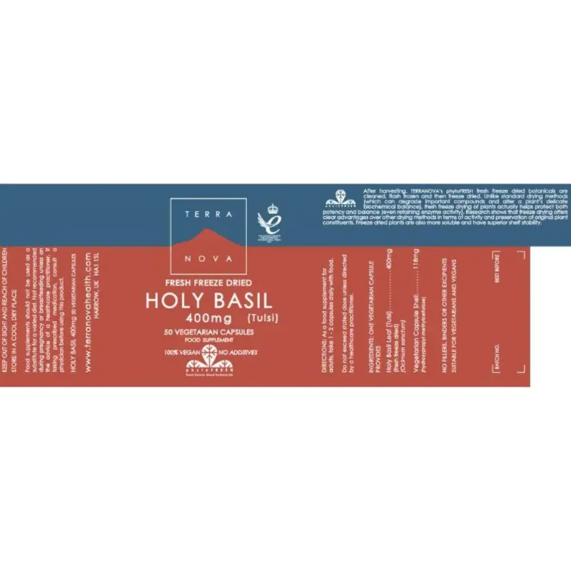 Terranova Holy Basil 400mg Capsules 50 - Image 2