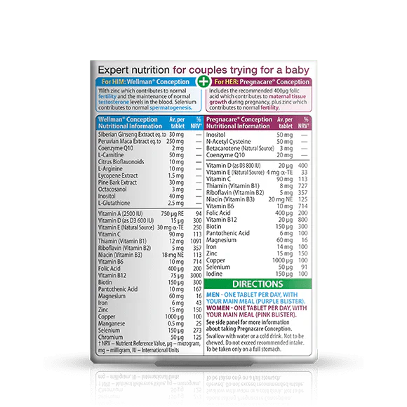 Vitabiotics Pregnacare Him & Her Conception 60 Tablets & Capsules - Image 3