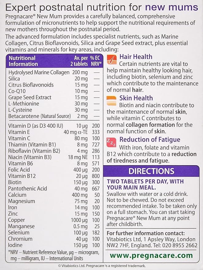 Vitabiotics Pregnacare New Mum 56 Tablets - Image 4