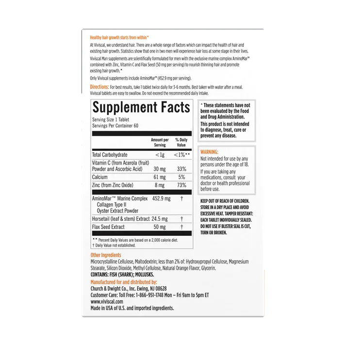 Viviscal Man Hair Supplement 180 Tablets - Image 7