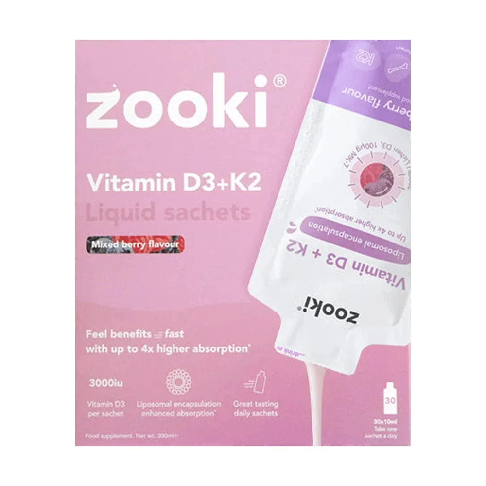 Zooki Vitamin D3 + K2 Liquid 30 Sachets